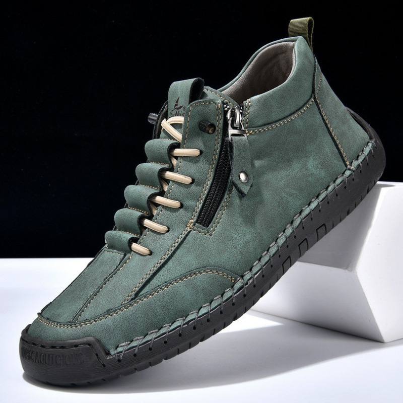 Logan | Leather Sneaker with Side Zipper