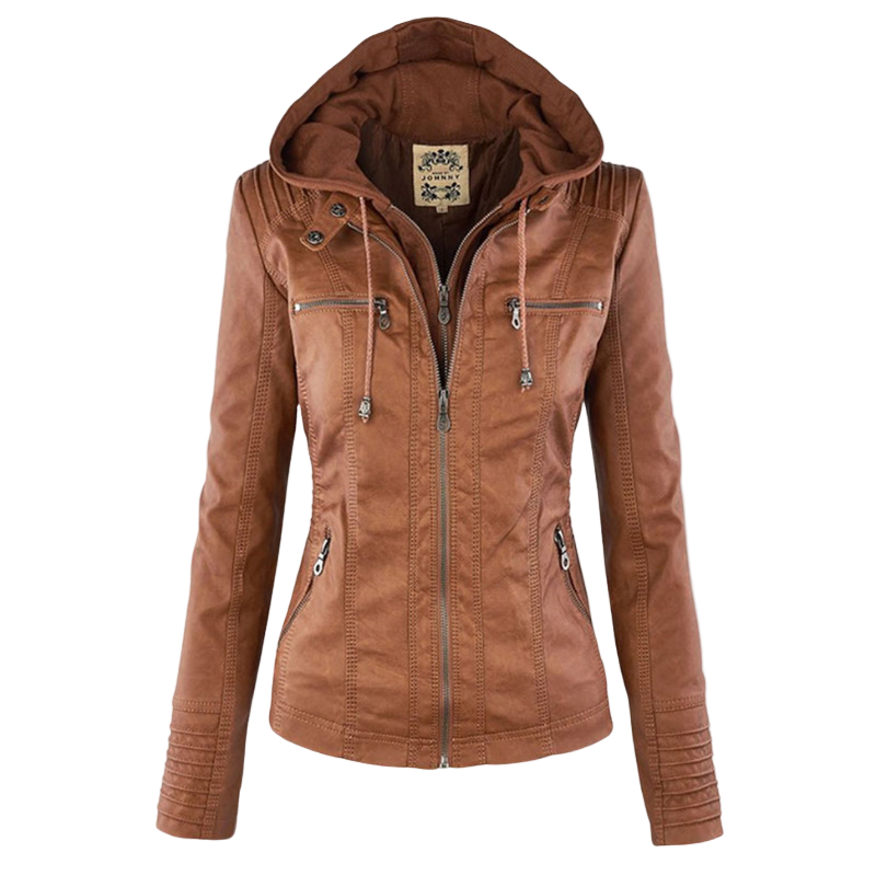 Sandra | Modern Leather Jacket with Hood