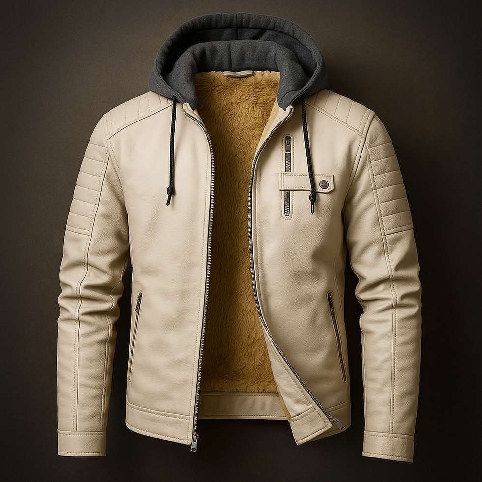 Abram | Elegant Leather Jacket with Hood