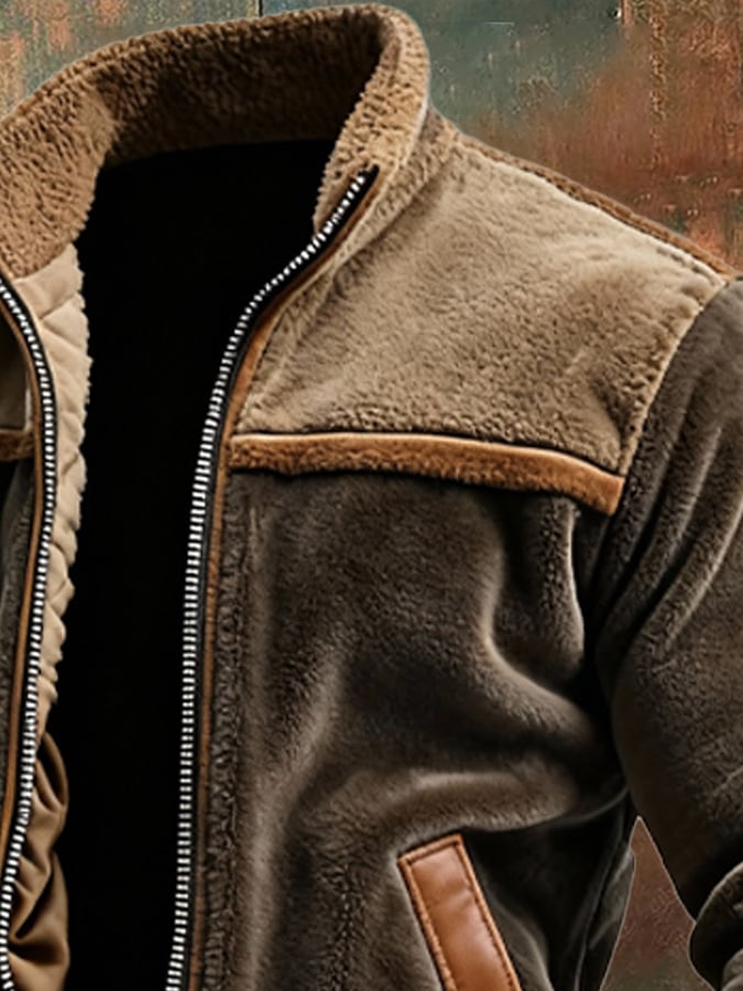 Quinn | WARM VELVET AND LEATHER JACKET LINED WITH FLEECE