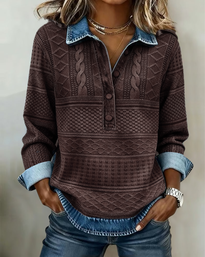 Grace |Trendy Sweatshirt with Half Button and Collar
