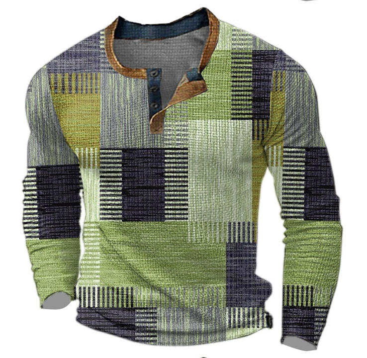 Pierce | Elegant Henley Shirt with Geometric Pattern