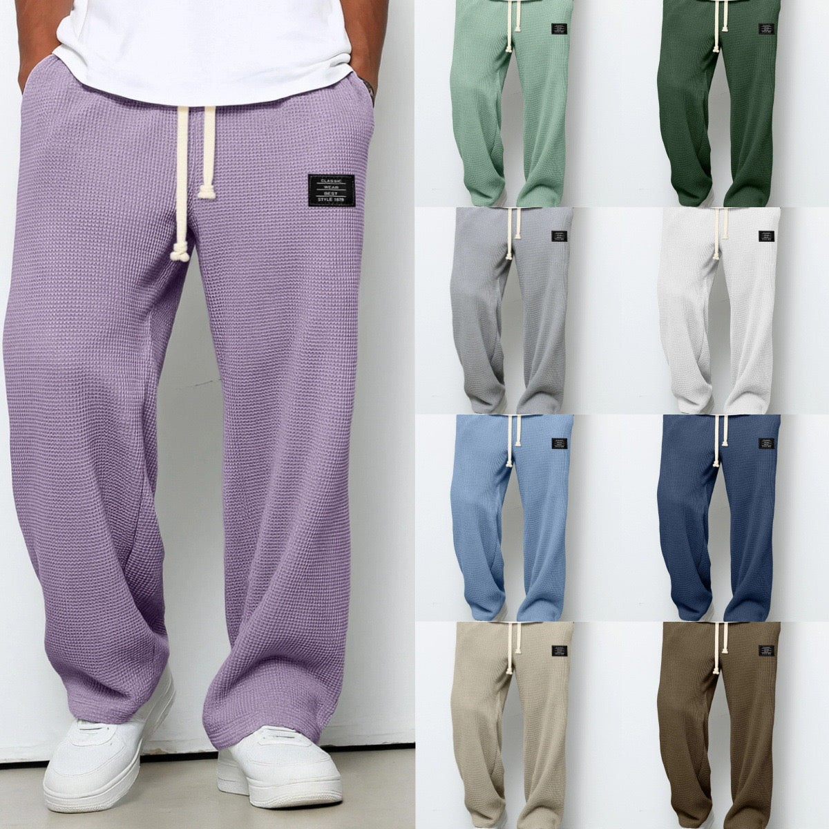 Lance | Casual Waffle Knit Pants with Drawstring
