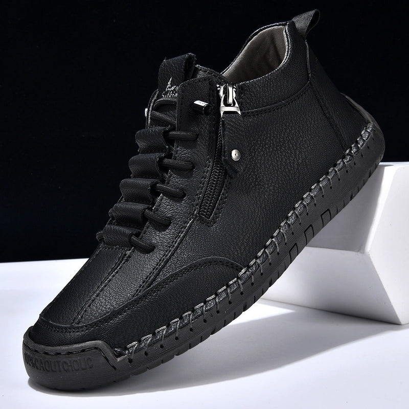 Logan | Leather Sneaker with Side Zipper