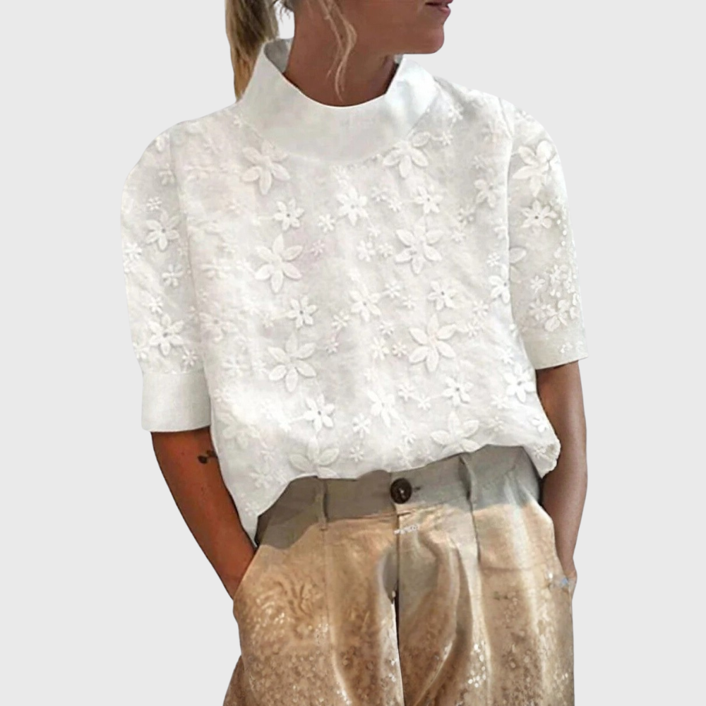 Hailey | With High Neck Embroidered Monochrome