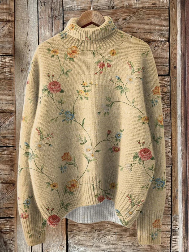 Evelyn | Vintage Cute Flowers Art Print Knitted Sweater