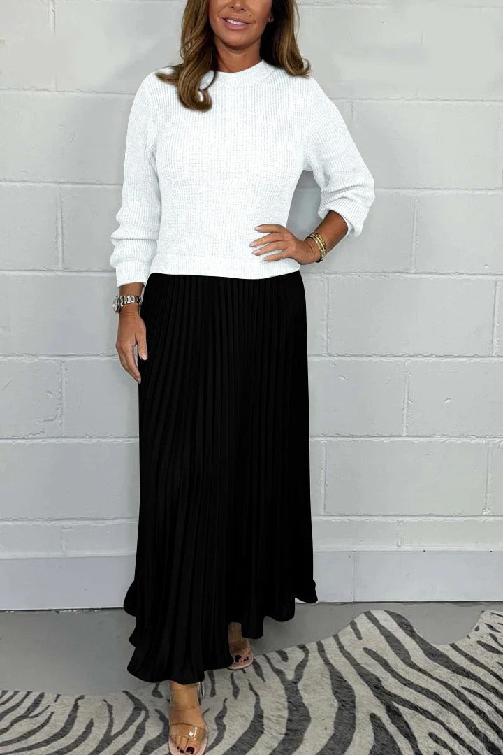 Ella | Maxi Dress with Sweater & Pleated Skirt