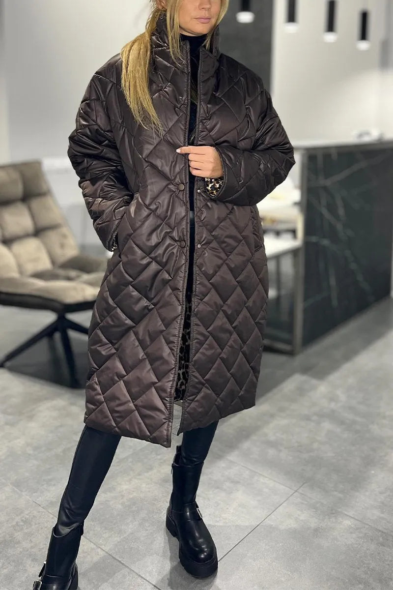 Abigail | Reversible Quilted Coat with Leopard Print Lining
