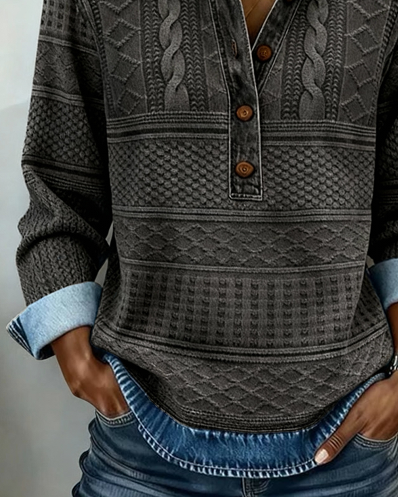 Grace  |Trendy Sweatshirt with Half Button and Collar
