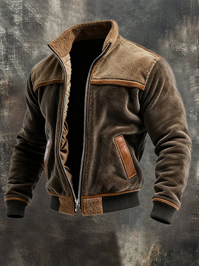 Quinn | WARM VELVET AND LEATHER JACKET LINED WITH FLEECE