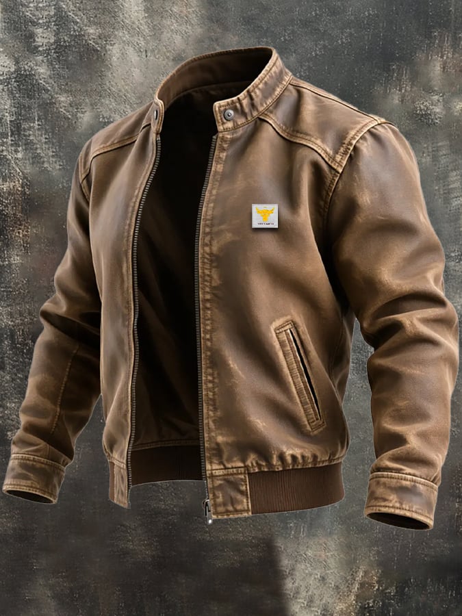 Braden | BROWN AGED LEATHER JACKET WITH CLASSIC CUT