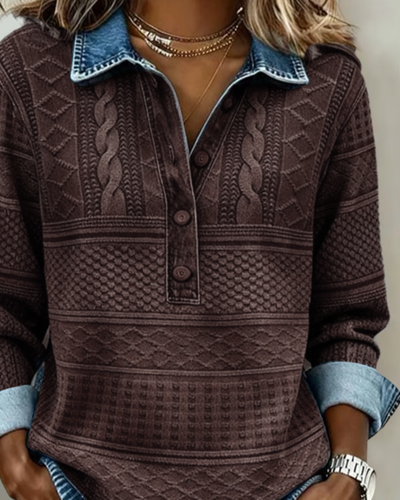 Grace  |Trendy Sweatshirt with Half Button and Collar