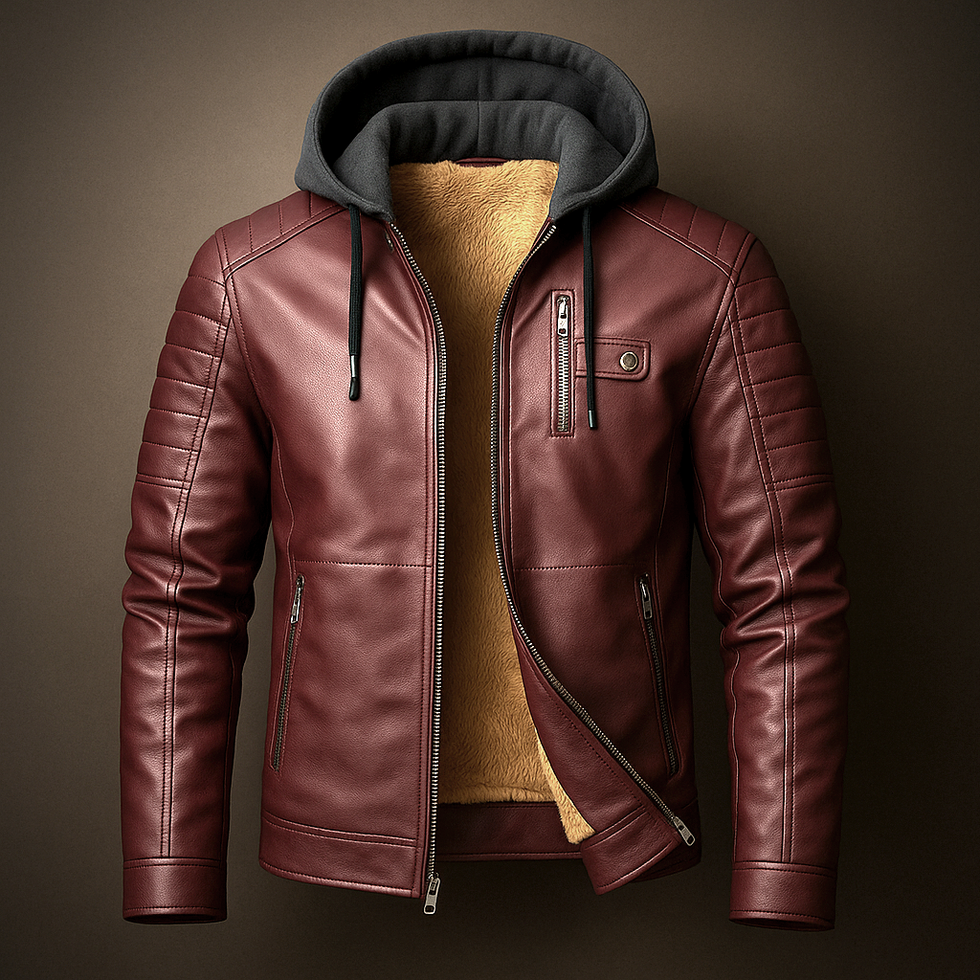 Abram | Elegant Leather Jacket with Hood