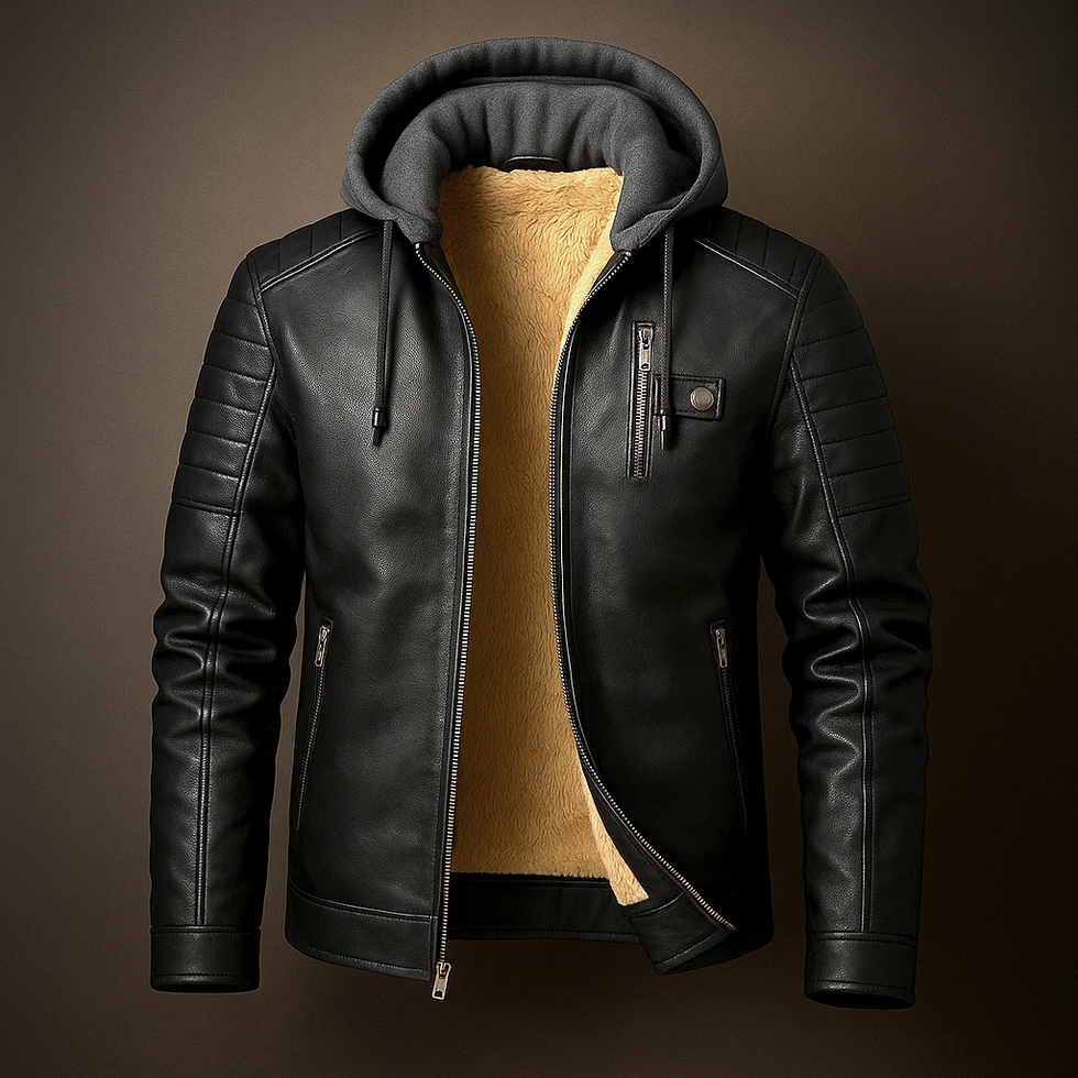 Abram | Elegant Leather Jacket with Hood