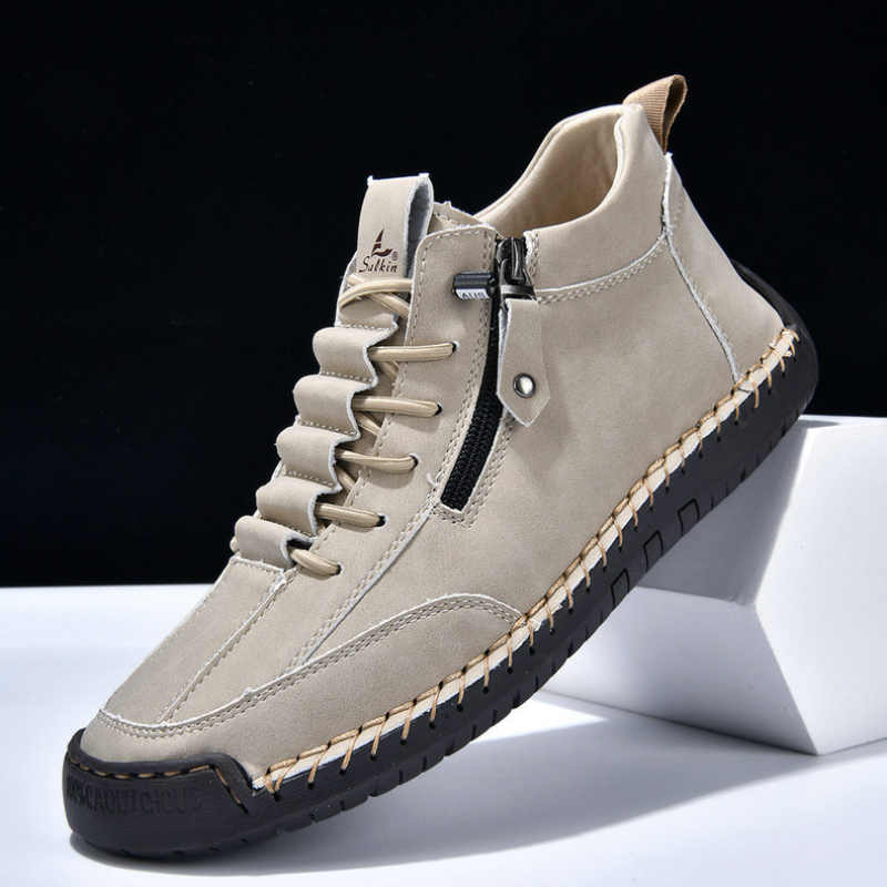 Logan | Leather Sneaker with Side Zipper