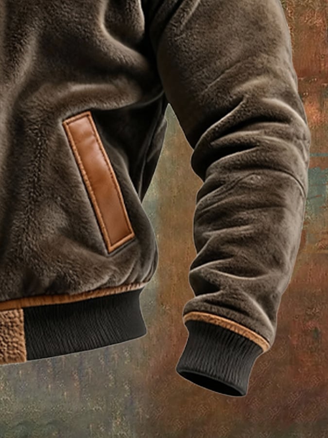 Quinn | WARM VELVET AND LEATHER JACKET LINED WITH FLEECE