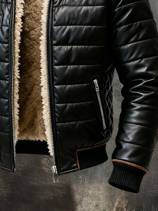 Miles | BLACK QUILTED JACKET WITH SHERPA LINING