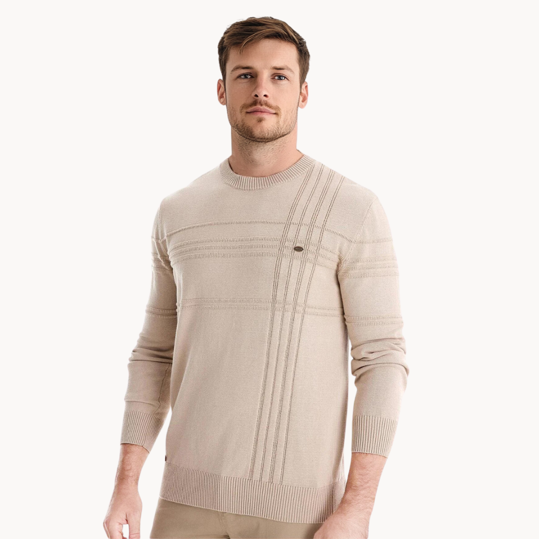 Solomon | Cotton Men's Sweater with Stripe Design