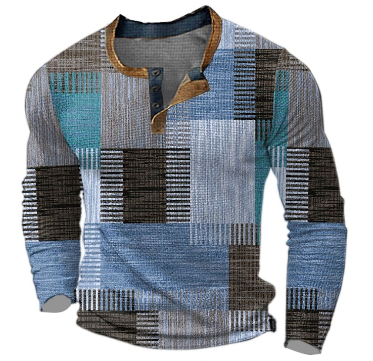 Pierce | Elegant Henley Shirt with Geometric Pattern