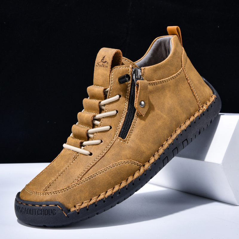 Logan | Leather Sneaker with Side Zipper