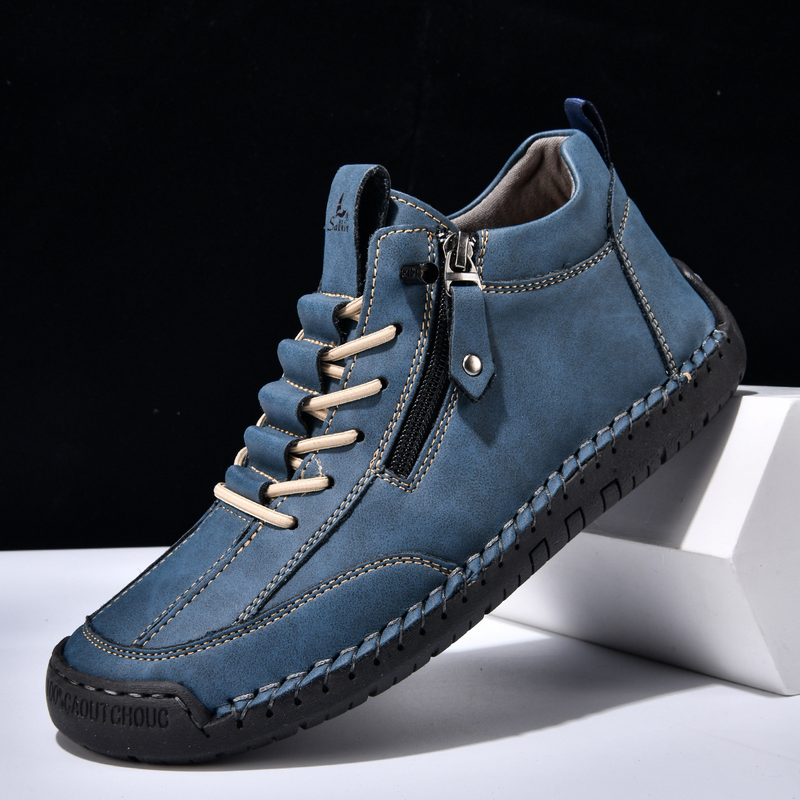 Logan | Leather Sneaker with Side Zipper