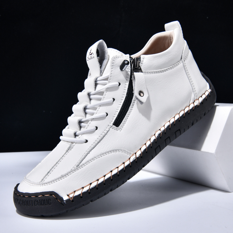 Logan | Leather Sneaker with Side Zipper
