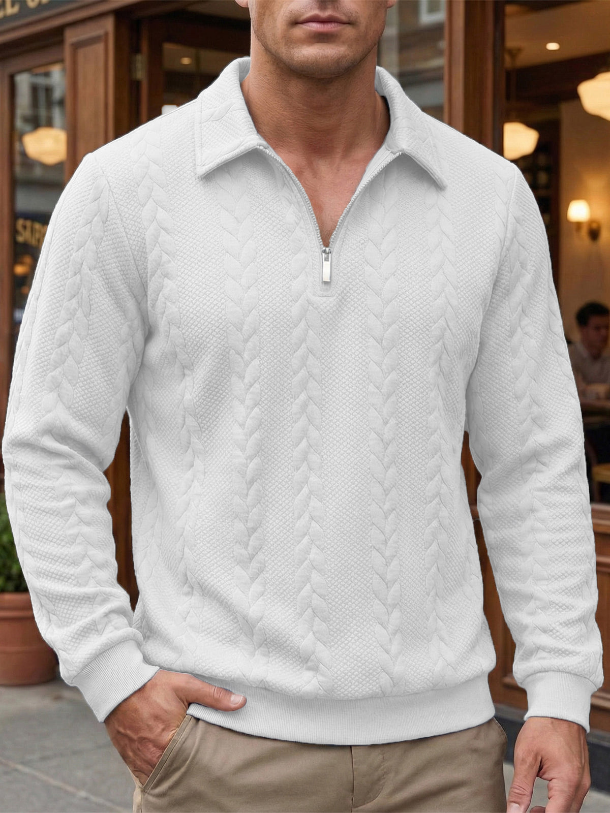 Dexter | Elegant sweater with long sleeves and half zipper