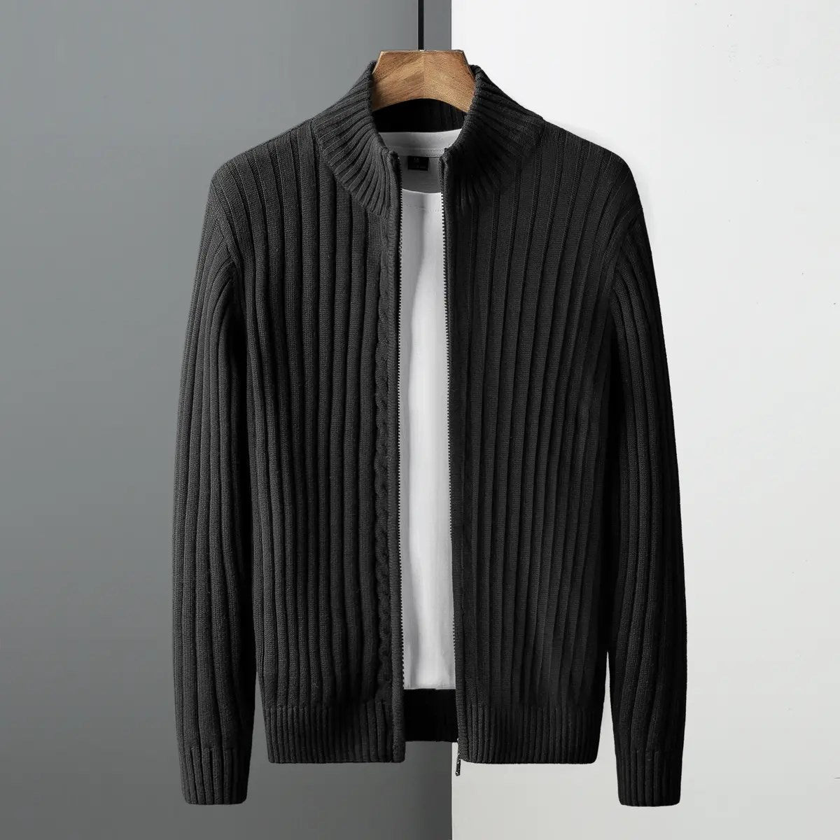 Caleb  | Striped Cardigan with Zipper