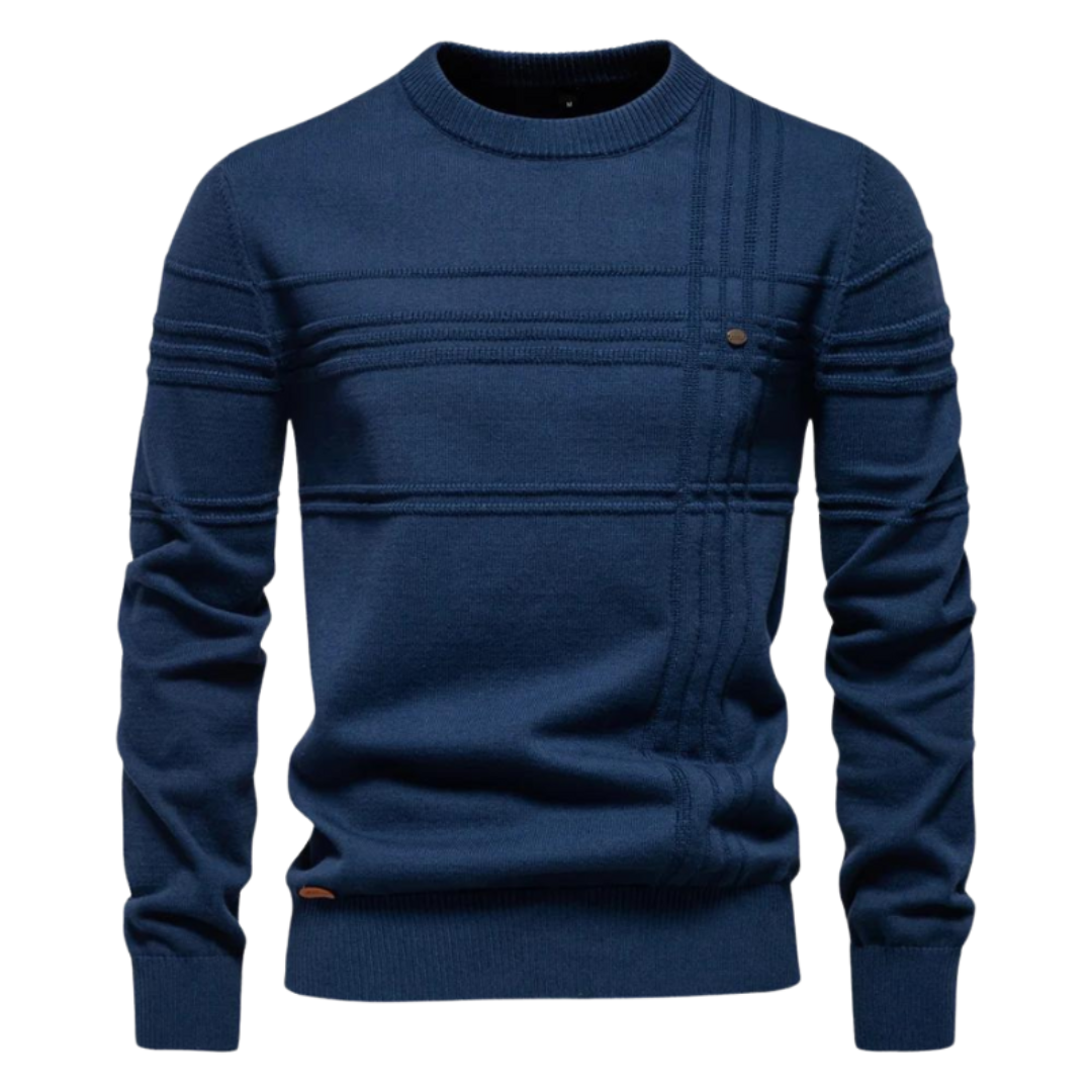 Solomon | Cotton Men's Sweater with Stripe Design