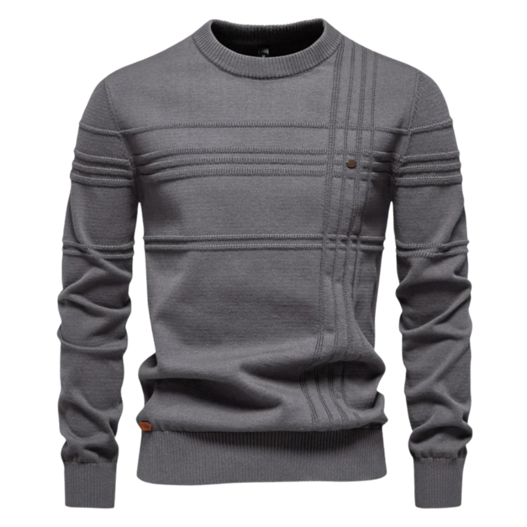 Solomon | Cotton Men's Sweater with Stripe Design