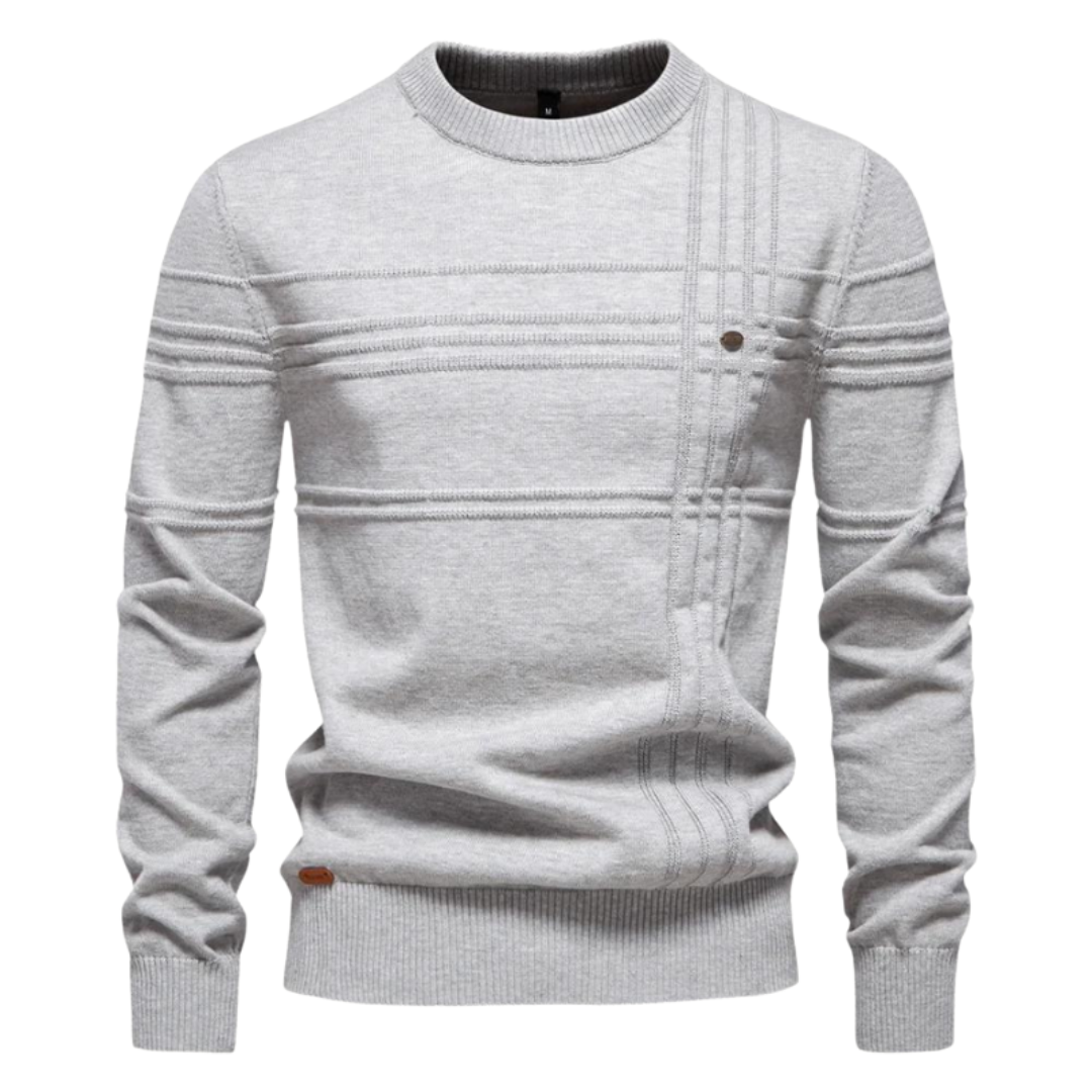 Solomon | Cotton Men's Sweater with Stripe Design