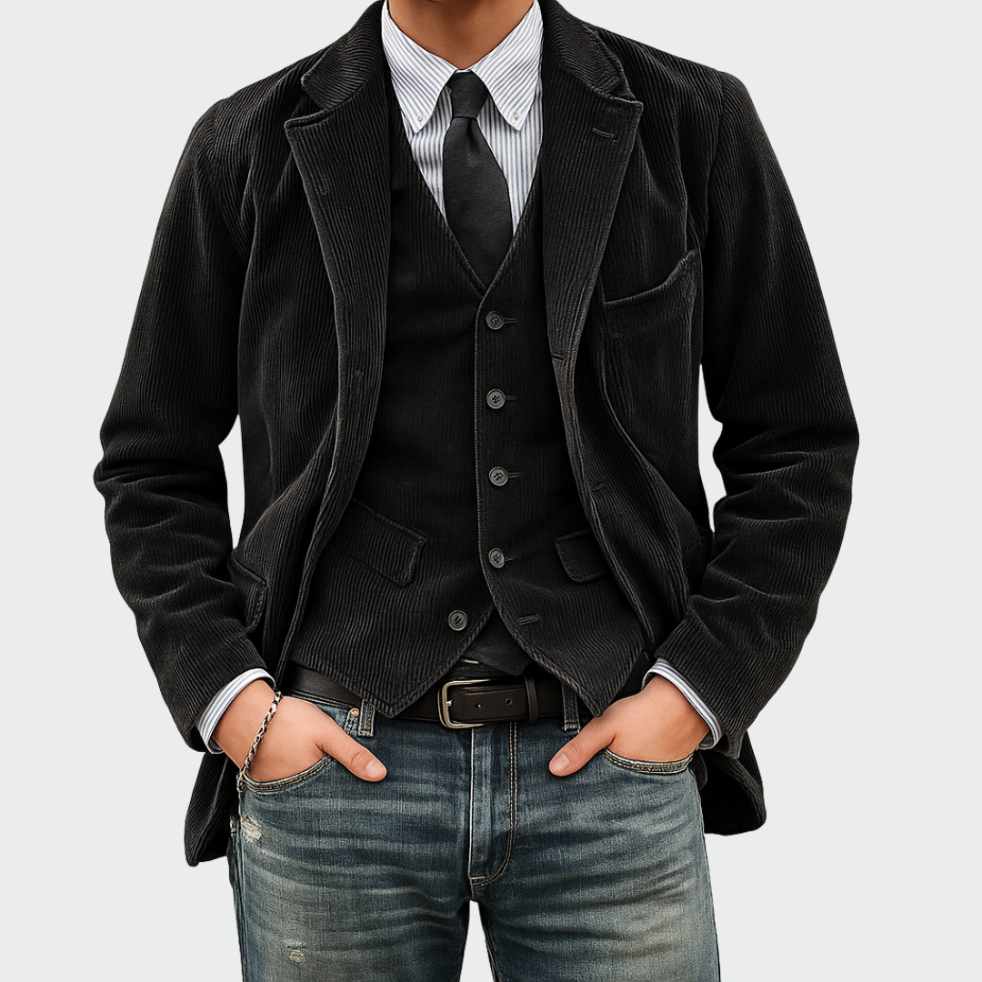 Keegan | Men's Velvet Blazer & Waistcoat Set