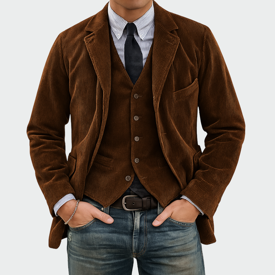 Keegan | Men's Velvet Blazer & Waistcoat Set